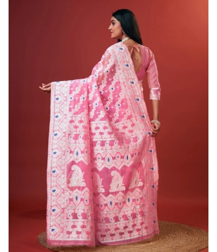 Women's Cotton Silk Printed Saree With Unstitched Blouse 5.5Mtr (Pink) Women's Cotton Silk Printed Saree With Unstitched Blouse 5.5Mtr (Pink)