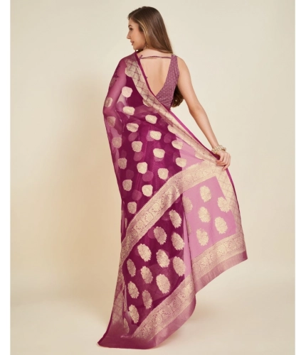 Women's Soft Organza Silk Weaving Design Saree With Unstitched Blouse 5.5Mtr (Wine) Women's Soft Organza Silk Weaving Design Saree With Unstitched Blouse 5.5Mtr (Wine)