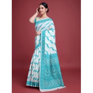 Generic Women's Jamdani Cotton Silk Printed Saree With Unstitched Blouse 5.5Mtr (Rama)