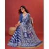 Women's Cotton Silk Printed Saree With Unstitched Blouse 5.5Mtr (Blue) Women's Cotton Silk Printed Saree With Unstitched Blouse 5.5Mtr (Blue)