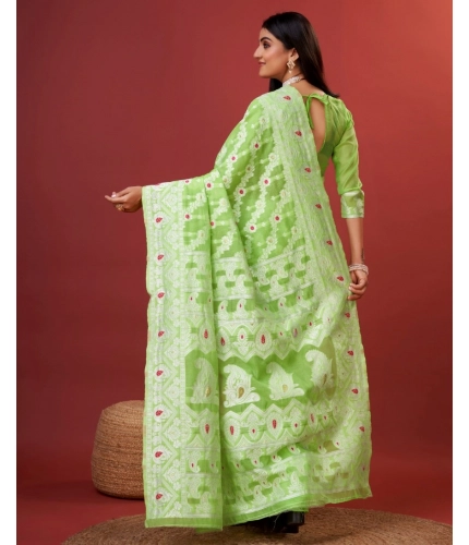 Women's Cotton Silk Printed Saree With Unstitched Blouse 5.5Mtr (Light Green) Women's Cotton Silk Printed Saree With Unstitched Blouse 5.5Mtr (Light Green)
