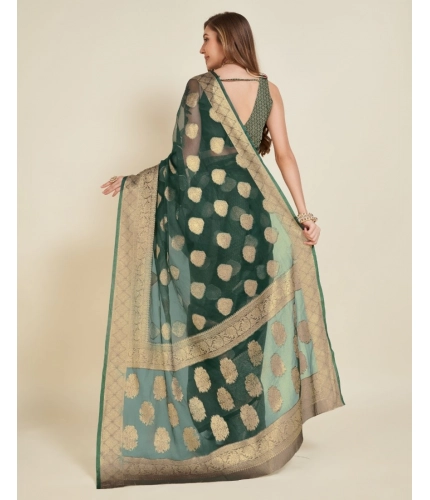 Women's Soft Organza Silk Weaving Design Saree With Unstitched Blouse 5.5Mtr (Green) Women's Soft Organza Silk Weaving Design Saree With Unstitched Blouse 5.5Mtr (Green)