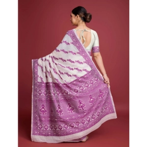 Generic Women's Jamdani Cotton Silk Printed Saree With Unstitched Blouse 5.5Mtr (Wine)