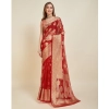 Women's Soft Organza Silk Weaving Design Saree With Unstitched Blouse 5.5Mtr (Red) Women's Soft Organza Silk Weaving Design Saree With Unstitched Blouse 5.5Mtr (Red)