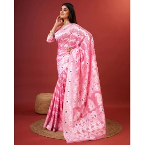 Generic Women's Cotton Silk Printed Saree With Unstitched Blouse 5.5Mtr (Pink)