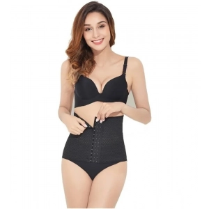 Generic Women's Lycra Blend Self Design Western Wear Corset Body Shaper (Black)