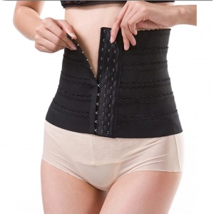Generic Women's Lycra Blend Self Design Western Wear Corset Body Shaper (Black)
