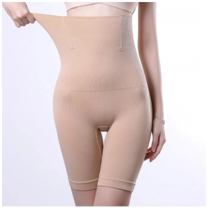 Generic Women's Cotton Lycra Solid Western Wear Tummy - Thigh Body Shaper (Beige)