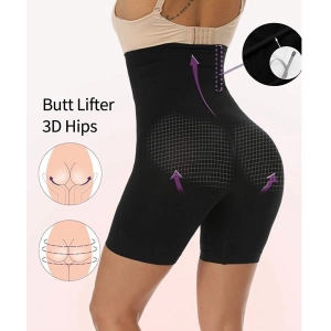 Generic Women's Cotton Lycra Solid Western Wear Tummy - Thigh Body Shaper (Black)