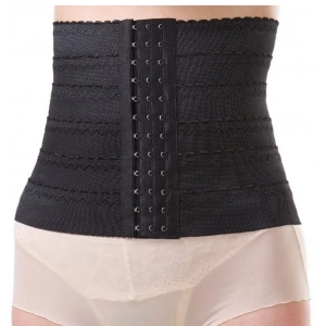 Generic Women's Lycra Blend Self Design Western Wear Corset Body Shaper (Black)