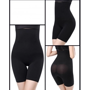Generic Women's Cotton Lycra Solid Western Wear Tummy - Thigh Body Shaper (Black)