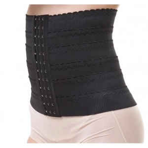 Generic Women's Lycra Blend Self Design Western Wear Corset Body Shaper (Black)