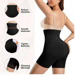Generic Women's Cotton Solid Western Wear Tummy - Thigh Body Shaper (Black)