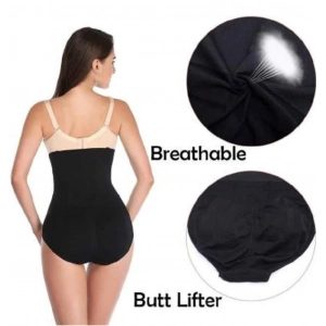 Generic Women's Cotton Lycra Blend Solid Western Wear Tummy Body Shaper (Black)