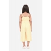 Dropship Girl's Polyester Cotton Blend Striped Sleeveless Round Neck Dress (Yellow)