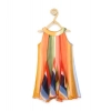 Dropship Girl's Chiffon Graphic Sleeveless Round Neck Dress (Orange)