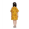 Dropship Girl's Polyester Crepe Floral Printed Long Sleeve Round Neck Dress (Yellow)