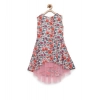 Dropship Girl's Polyester Crepe Printed Sleeveless Round Neck Dress (Multicolor)