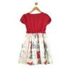 Dropship Girl's Cotton Printed Short Sleeve Round Neck Dress (Red-White)
