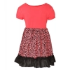 Dropship Girl's Polyester Crepe Embellished Short Sleeve Round Neck Dress (Pink)