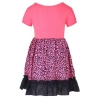 Dropship Girl's Polyester Crepe Embellished Short Sleeve Round Neck Dress (Pink)