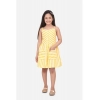 Dropship Girl's Polyester Cotton Blend Striped Sleeveless Round Neck Dress (Yellow)