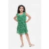 Dropship Girl's Chiffon Ruffled Sleeveless Round Neck Dress (Green)