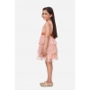 Dropship Girl's Net Embellished Sleeveless Round Neck Dress (Beige)
