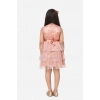 Dropship Girl's Net Embellished Sleeveless Round Neck Dress (Beige)
