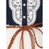 Dropship Girl's Denim Embroidery Short Sleeve Round Neck Dress (White)