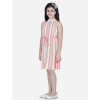 Dropship Girl's Polyester Crepe Striped Sleeveless Round Neck Dress (Multicolor)