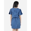 Dropship Girl's Denim Solid Short Sleeve V-Neck Dress (Blue)