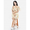 Dropship Girl's Polyester Printed Short Sleeve V-Neck Dress (Yellow-Orange)