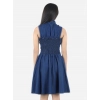 Dropship Girl's Denim Solid Sleeveless Shirt collar Dress (Blue)