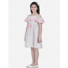 Dropship Girl's Cotton Printed Sleeveless Shoulder Straps Dress (Beige-Pink)