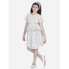 Dropship Girl's Rayon Floral Printed Short Sleeve V-Neck Dress (Multicolor)