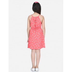 Generic Girl's Polyester Printed Short Sleeve Round Neck Dress (Orange)