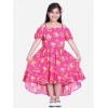 Dropship Girl's Rayon Solid Short Sleeve Shoulder Straps Dress (Pink)