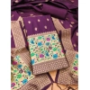 Women's Banarasi Silk Printed Unstitched Salwar Suit Material With Dupatta (Wine, 3Mtrs) Women's Banarasi Silk Printed Unstitched Salwar Suit Material With Dupatta (Wine, 3Mtrs)