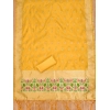 Women's Banarasi Silk Printed Unstitched Salwar Suit Material With Dupatta (Yellow, 3Mtrs)