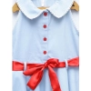 Dropship Girl's Denim Lace Solid Sleeveless Shirt collar Dress (Light Blue)