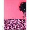 Dropship Girl's Polyester Crepe Embellished Short Sleeve Round Neck Dress (Pink)