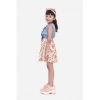 Dropship Girl's Denim-Cotton Floral Printed Sleeveless Round Neck Dress (Multicolor)