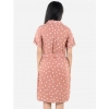 Dropship Girl's Polyester Printed Short Sleeve Shirt collar Dress (Brown)