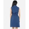 Dropship Girl's Denim Solid Sleeveless Shirt collar Dress (Blue)