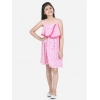 Dropship Girl's Rayon Printed Sleeveless Round Neck Dress (Pink)