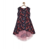 Dropship Girl's Polyester Crepe Embellished Sleeveless Round Neck Dress (Multicolor)