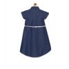 Dropship Girl's Denim Solid Short Sleeve Shirt collar Dress (Blue)