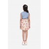 Dropship Girl's Denim-Cotton Floral Printed Sleeveless Round Neck Dress (Multicolor)