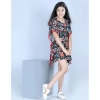 Dropship Girl's Polyester Moss Printed Kaftan Sleeve Round Neck Dress (Multicolor)